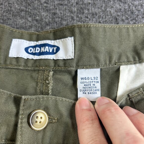 Vintage 1999 Old Navy Mens Pleated Chino Pants 40x32 Green Pocket 100% Cotton - Picture 2 of 9